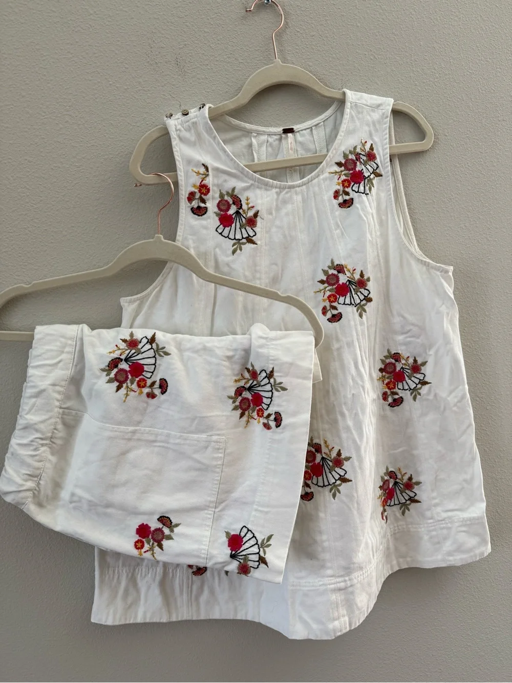 Free People Strada Embroidered Two-Piece Tank & Short Set XL - Picture 2 of 13